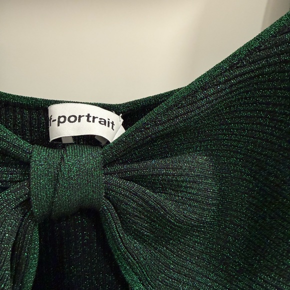 Self-Portrait Green Lurex Knit Party Dress - Picture 5 of 8